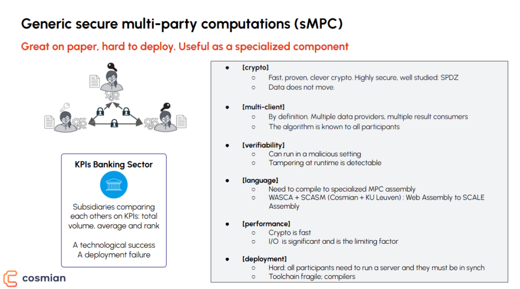 Generic secure multi-party computations (sMPC)
